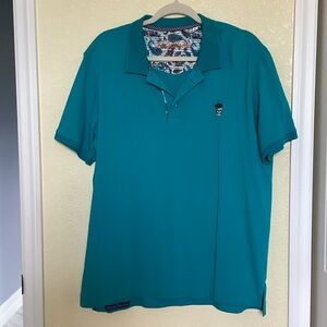 Robert Graham Turquoise Polo Shirt with Embroidered Crest